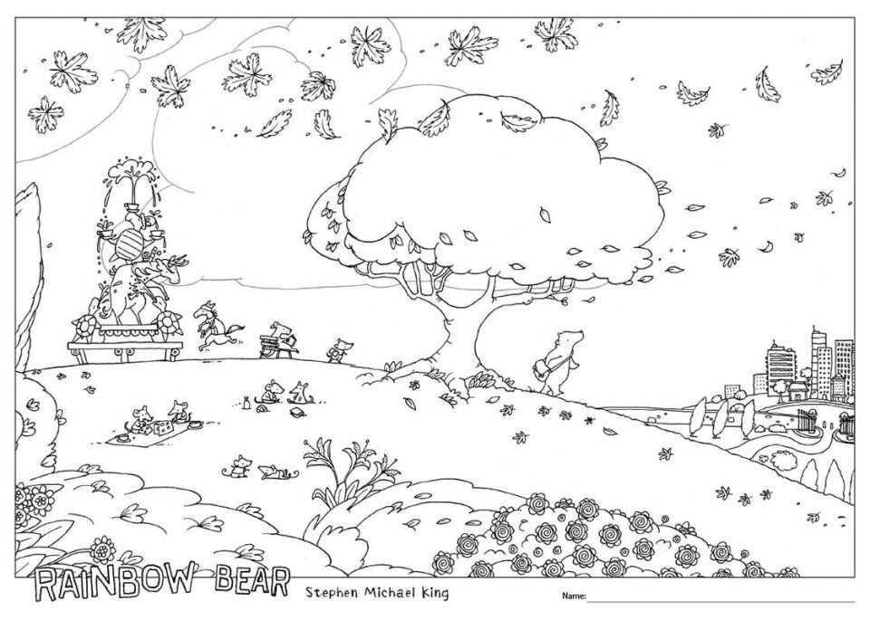 Rainbow Bear front endpaper art - Stephen Michael King